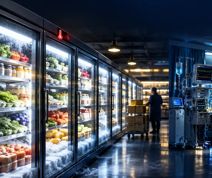 AI-generated supermarket refrigeration illustration